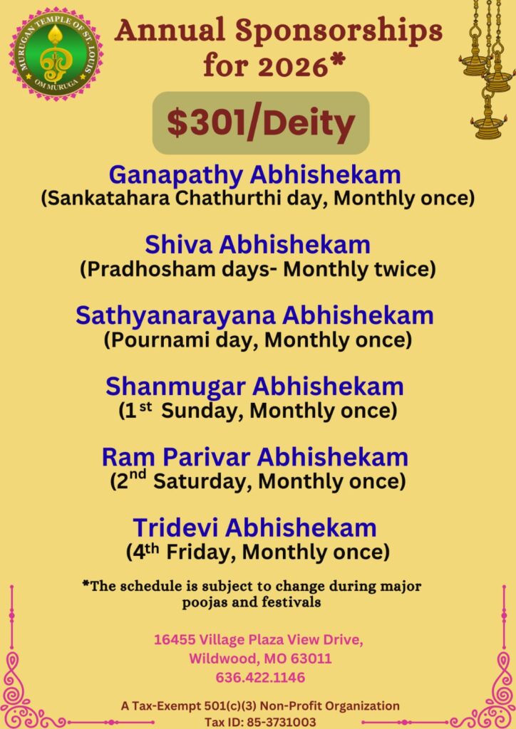 Annual Abhishekam Sponsorship For 12 Months