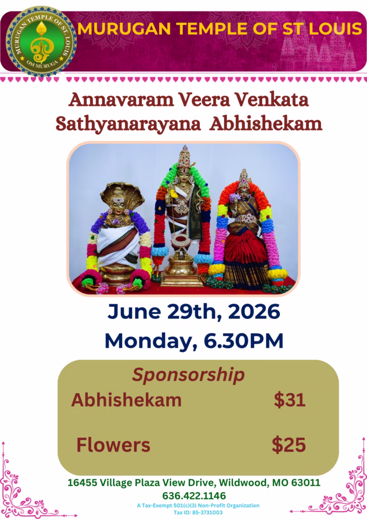 Sathyanarayana Abhishekam( 6.30 PM, Mon, Jun 29, 2026 )